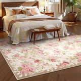 Covaba romantic vintage floral rose garden and area rug in blush clay, styled in a room setting, view 8