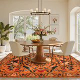 Covaba boho birdsong floral garden area rug in amber clay, styled in a room setting, view 4