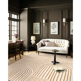 Covaba abstract rainbow stripe orange/white area rug in amber clay, shown flat on a plain ivory backdrop, view 7