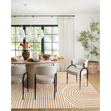 Covaba abstract rainbow stripe orange/white area rug in amber clay, shown flat on a plain ivory backdrop, view 8