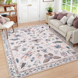 Covaba modern parisian insect area rug in soft blush, styled in a room setting, view 6