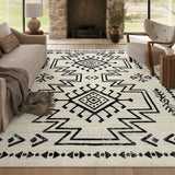 Covaba aztec moroccan distressed area rug in warm beige, styled in a room setting, view 3