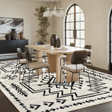 Covaba aztec moroccan distressed area rug in warm beige, styled in a room setting, view 2