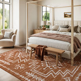 Covaba aztec moroccan distressed area rug in amber clay, styled in a room setting, view 2