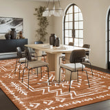 Covaba aztec moroccan distressed area rug in amber clay, styled in a room setting, view 3