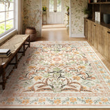 Covaba boho modern parisian garden floral fall area rug in golden wheat, styled in a room setting, view 4
