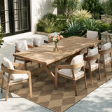 Covaba geometric checkered easy jute indoor/outdoor area rug in dune khaki, styled in a room setting, view 5