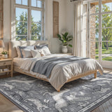Covaba vintage woodland area rug in charcoal, styled in a room setting, view 14
