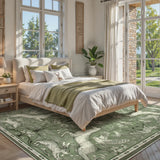 Covaba vintage woodland area rug in olive grove, styled in a room setting, view 2