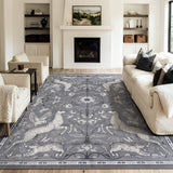 Covaba vintage woodland area rug in charcoal, styled in a room setting, view 15