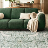 Covaba vintage woodland area rug in willow sage, styled in a room setting, view 16