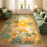 Covaba jungle fall sunrise area rug in amber clay, styled in a room setting, view 5