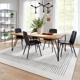 Covaba modern minimalist line area rug in pearl grey, styled in a room setting, view 3