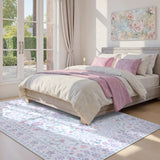 Covaba vintage persian floral area rug in muted plum, styled in a room setting, view 8