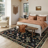 Covaba modern parisian insect area rug in ink black, styled in a room setting, view 6