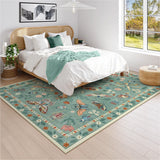 Covaba modern parisian insect area rug in sage mist, styled in a room setting, view 7