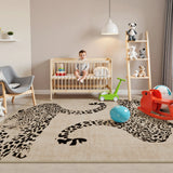 Covaba modern safari leopard area rug in warm beige, styled in a room setting, view 5
