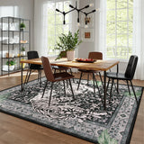 Covaba wild tiger area rug in ink black, styled in a room setting, view 3
