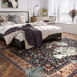 Covaba wild tiger area rug in coffee brown, styled in a room setting, view 2