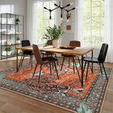 Covaba wild tiger area rug in burnt rust, styled in a room setting, view 3