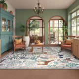 Covaba jungle animals area rug in warm beige, styled in a room setting, view 6