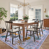 Covaba jungle animals area rug in muted plum, styled in a room setting, view 10