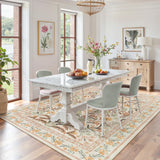 Covaba boho modern parisian garden floral fall area rug in golden wheat, styled in a room setting, view 5