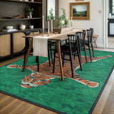 Covaba aesthetic tiger area rug in fern green, styled in a room setting, view 5