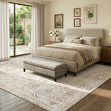 Covaba vintage sand area rug in warm beige, styled in a room setting, view 14