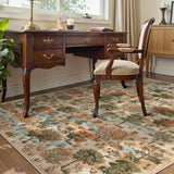 Covaba forest woodland area rug in coffee brown, styled in a room setting, view 4