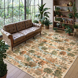Covaba forest woodland area rug in coffee brown, styled in a room setting, view 3
