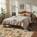 Covaba forest woodland area rug in coffee brown, styled in a room setting, view 2