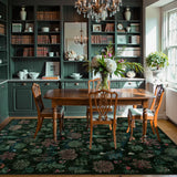 Covaba forest woodland deep area rug in fern green, styled in a room setting, view 4