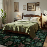 Covaba forest woodland deep area rug in fern green, styled in a room setting, view 3