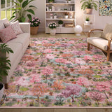 Covaba forest woodland area rug in blush clay, styled in a room setting