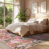 Covaba forest woodland area rug in blush clay, styled in a room setting, view 2