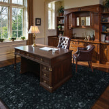 Covaba vintage persian distressed area rug in ink black, styled in a room setting, view 6