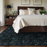 Covaba vintage persian distressed area rug in ink black, styled in a room setting, view 8
