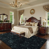 Covaba vintage persian distressed area rug in ink black, styled in a room setting, view 14