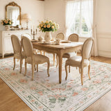Covaba vintage traditional floral area rug in warm beige, styled in a room setting, view 4