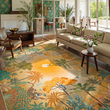 Covaba jungle fall sunrise area rug in amber clay, styled in a room setting, view 9
