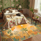 Covaba jungle fall sunrise area rug in amber clay, styled in a room setting, view 12
