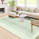 Covaba modern minimalist line area rug in fern green, styled in a room setting, view 7