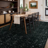 Covaba vintage persian distressed area rug in ink black, styled in a room setting, view 22