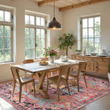Covaba bohemian floral medallion area rug in faded rose, styled in a room setting, view 17
