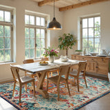 Covaba bohemian floral medallion area rug in amber clay, styled in a room setting, view 13