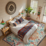 Covaba bohemian floral medallion area rug in amber clay, styled in a room setting, view 12