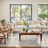 Covaba vintage sand area rug in warm beige, styled in a room setting, view 19