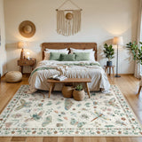 Covaba modern parisian insect area rug in warm beige, styled in a room setting, view 6