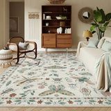 Covaba modern parisian insect area rug in warm beige, styled in a room setting, view 7
